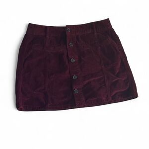 American Eagle Outfitters Dark Red Corduroy High Waisted A-line Skirt